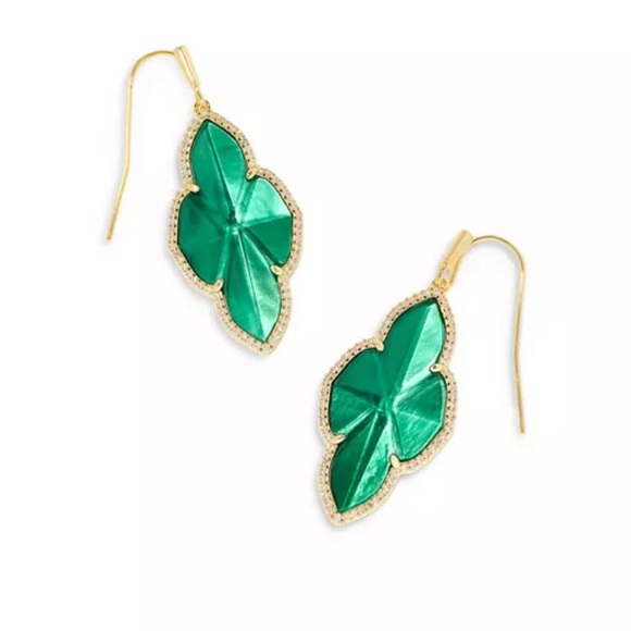 NWT- Kendra Scott Abbie Pave Framed Stone Drop Earrings - Picture 5 of 5